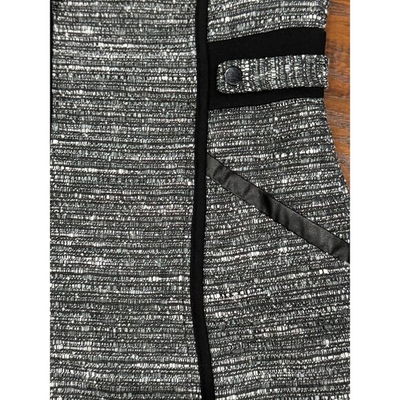 Laundry by Shelli Segal Black Gray Flare Coat Jacket Womens Size 6 Contrast Trim - Picture 4 of 16